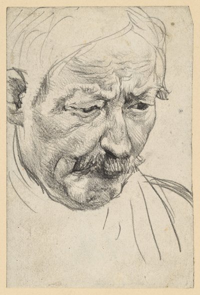 Hlava staršího muže s knírem od Adolph Menzel