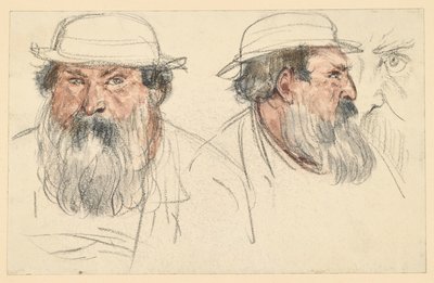 Hlava vousatého muže ve dvou studiích od Adolph Menzel