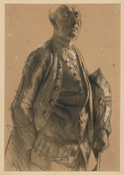 Modelová studie pro Maupertuise. Přípravná studie k obrazu „Flétnový koncert Fridricha Velikého v Sanssouci“ od Adolph Menzel