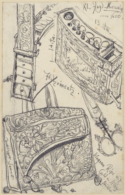Taška na náboje s cestovní lékárničkou k loveckému sedlu kurfiřta Johanna Georga I. Saského z roku 1618, Historické muzeum, Drážďany od Adolph Menzel
