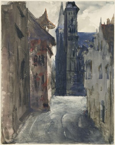 Ulice a kostel sv. Sebalda v Norimberku od Adolph Menzel