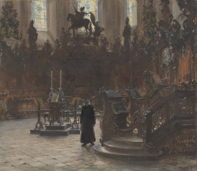 The Choirstalls v Mainz Cathedral, 1869. od Adolph Menzel
