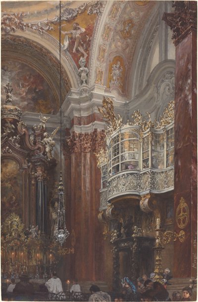 Interiér Jacobskirche v Innsbrucku od Adolph Menzel