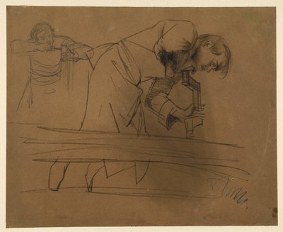 Truhlář pracující s vrtákem a dlátem od Adolph Menzel