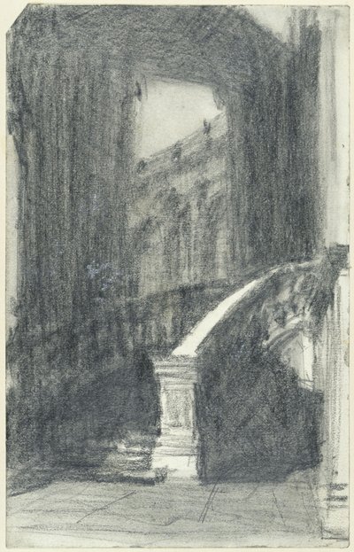 Schodiště v městském pavilonu Zwingers v Drážďanech v noci od Adolph Menzel