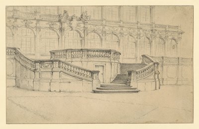 Schodiště vedoucí do matematicko-fyzikálního salonu ve Zwingeru v Drážďanech od Adolph Menzel