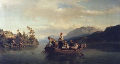 Večer v Krøderenu od Adolph Tidemand