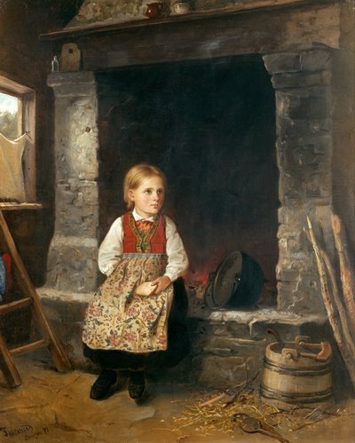 Dívka U Krbu od Adolph Tidemand