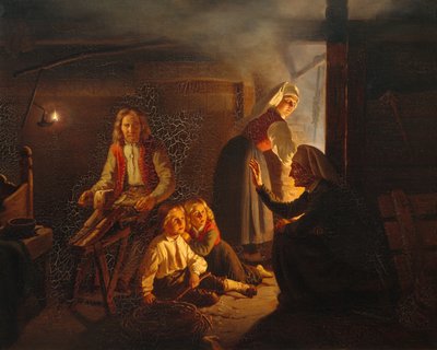 Vypravěč příběhů (malba) od Adolph Tidemand