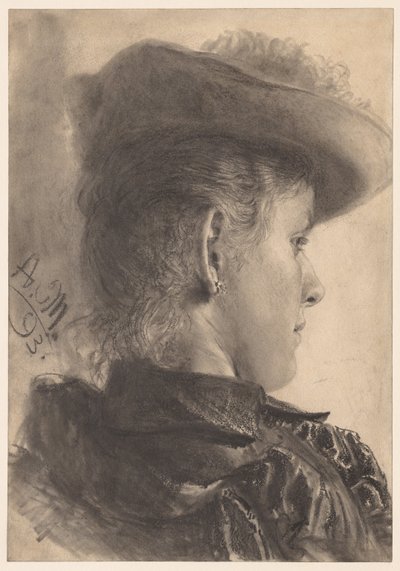 Busta ženy při pohledu zezadu od Adolph Menzel