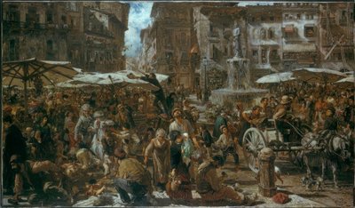 Piazza d’Erbe do Verony od Adolph Menzel