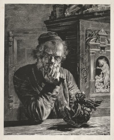 Antikvariát - autoportrét od Adolph Menzel