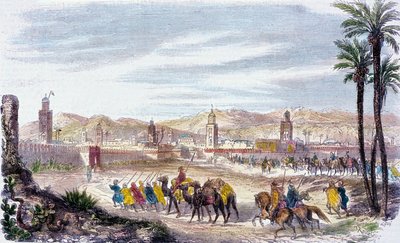 Marrakech, Maroko (barevná rytina) od Adolphe (after) Rouargue