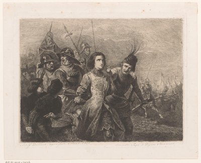 Johanka z Arku je zajata a odnesena vojáky od Adolphe Alexandre Dillens