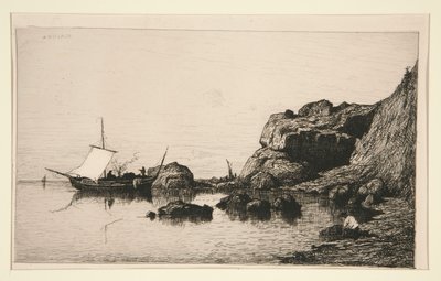 Rybářská loď připlouvající ke skalám Collioure (Pyrenees Orientales) od Adolphe Appian