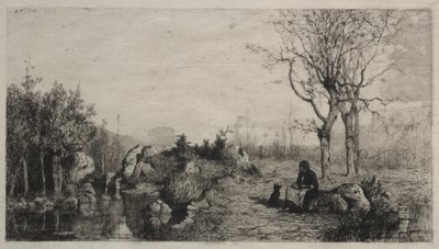 Shore of a Stream v Rossillon, 1867. od Adolphe Appian