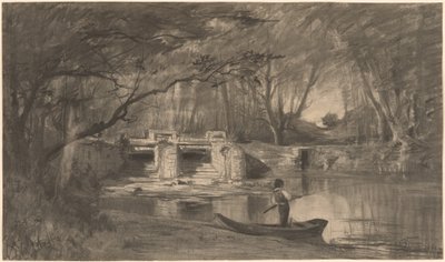 Zalesněný rybník u starověkého stavidla Levaux poblíž Vienne od Adolphe Appian