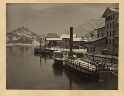 Parníky na jezeře v zimním kotvišti, Švýcarsko od Adolphe Braun