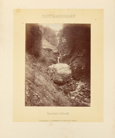 Gotthardská dráha: soutěska Grünbach od Adolphe Braun and Cie