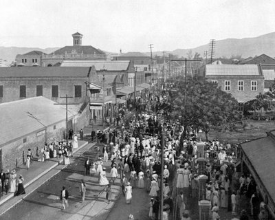 King Street při pohledu na sever, Kingston, Jamajka, c1905. od Adolphe Duperly and Son
