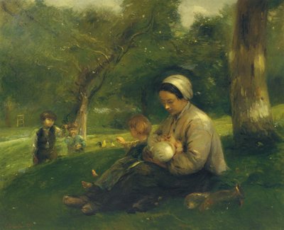 Matka a její děti v Saint-Siméon: Milující matka od Adolphe Felix Cals