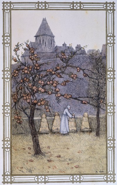 Život včel: práce včelařství - kresba A. Giraudon od Adolphe Giraudon