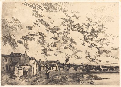 Vesnice na okraji řeky od Adolphe Hervier