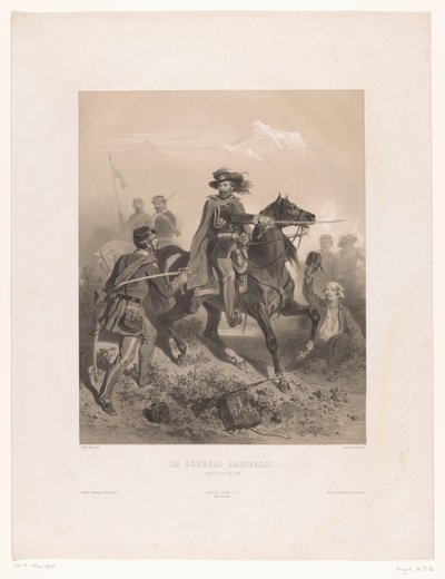 Generál Giuseppe Garibaldi jako velitel v bitvě u Varese Le General Garibaldi (titul na předmětu) od Adolphe Jean Baptiste Bayot