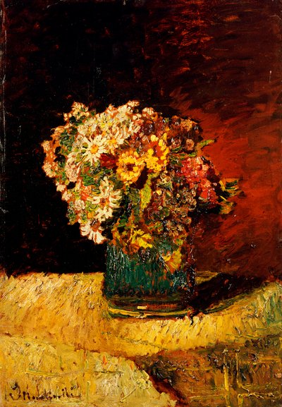 Váza s květinami od Adolphe Joseph Thomas Monticelli