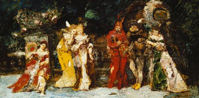 Postavy na palubě s Faustem a Mefistem; Figurky na terase s Faustem a Mefistem, kolem 1875-1880 od Adolphe Joseph Thomas Monticelli
