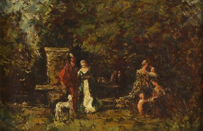 Elegantní postavy v Woodland Glade, cca 1860-80 (olej na panelu) od Adolphe Joseph Thomas Monticelli