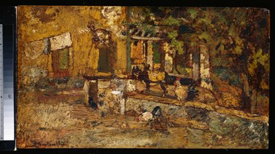 Statek s oslem a kohouty od Adolphe Joseph Thomas Monticelli