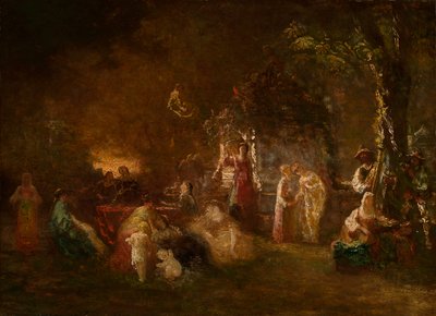 Fête Champêtre, kolem 1844-86 (olej na plátně) od Adolphe Joseph Thomas Monticelli