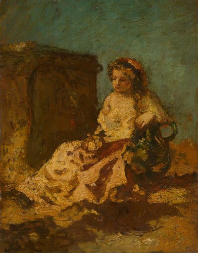 Meditace (sedící žena) od Adolphe Joseph Thomas Monticelli