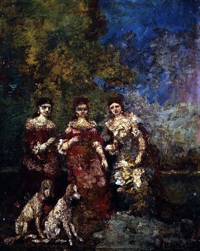 Tři ženy (olej na plátně) od Adolphe Joseph Thomas Monticelli