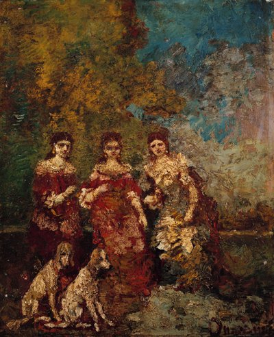 Tři ženy v parku od Adolphe Joseph Thomas Monticelli