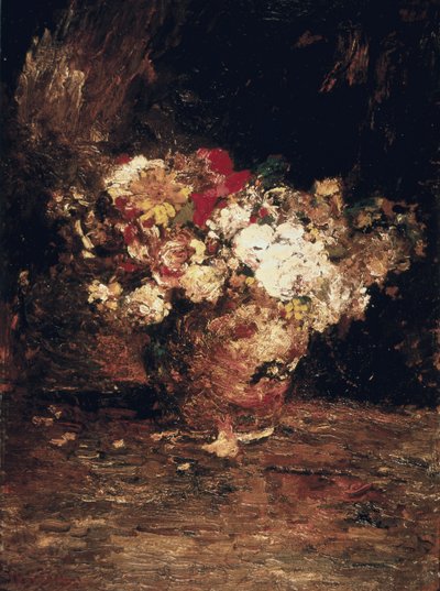 Váza s květinami, cca 1880 (olej na desce) od Adolphe Joseph Thomas Monticelli