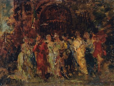 Svatební průvod od Adolphe Joseph Thomas Monticelli