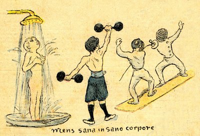 Hygiena a sport. "Mens sana in sano corpore". Kresba A. Wilettea v ilustrované příloze Depeche de Toulouse č. 41, 12. října. od Adolphe Leon Willette