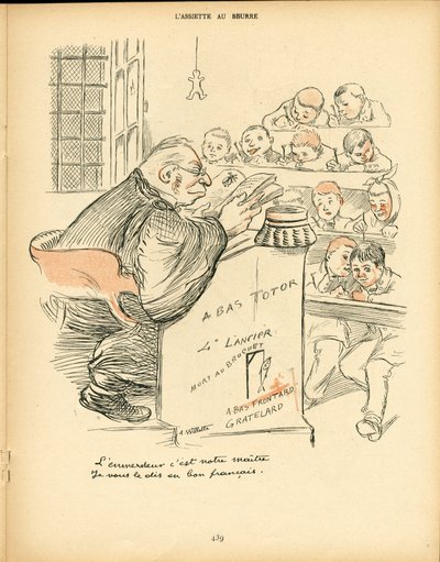 Máslový talíř, satirický v barvách od Adolphe Leon Willette