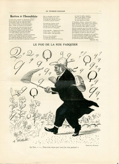 Le Courier francais, číslo 10, černobílá satira od Adolphe Leon Willette