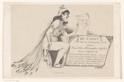 Vizitka obchodníka s tiskem Edmonda Sagota v Paříži od Adolphe Leon Willette
