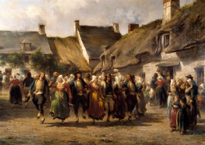 Svatba v Bretani v roce 1863 Obraz Adolphe Pierre Leleux (1812-1891) 1863 Quimper musee des Beaux Arts od Adolphe Pierre Leleux