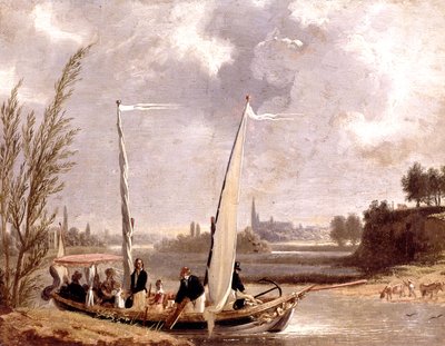 Louis-Philippe a jeho rodina na lodi v Neuilly od Adolphe Roehn