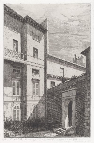 Rue St. Lazare 56, Dům Paula Delaroche a Horace Verneta od Adolphe Théodore Jules Martial Potémont
