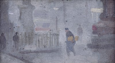 Studie pro Základnu soch, Albert Square, kolem roku 1910 (olej na palubě) od Adolphe Valette