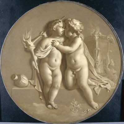 Dva Putti s plameny lásky Alegorie lásky, 1696 od Adriaan van der Werff