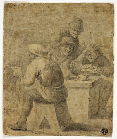 Čtyři rolníci u stolu od Adriaen Brouwer