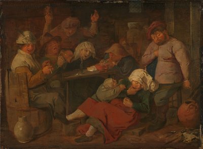 Chudí lidé popíjející v krčmě, asi 1625-1630 (olej na desce) od Adriaen Brouwer