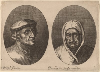 Hlavy selského muže a ženy od Adriaen Brouwer after Pieter Bruegel the Elder